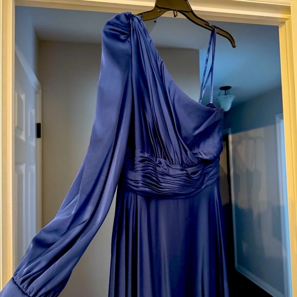 Mac Duggal One-Shoulder Navy Maxi Dress - Picture 3 of 4